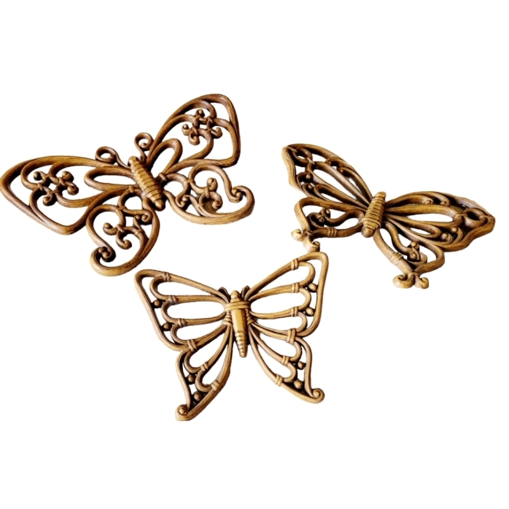 Homco Set of 3 Graduated Vintage Butterflies Wall Hangings Made in USA